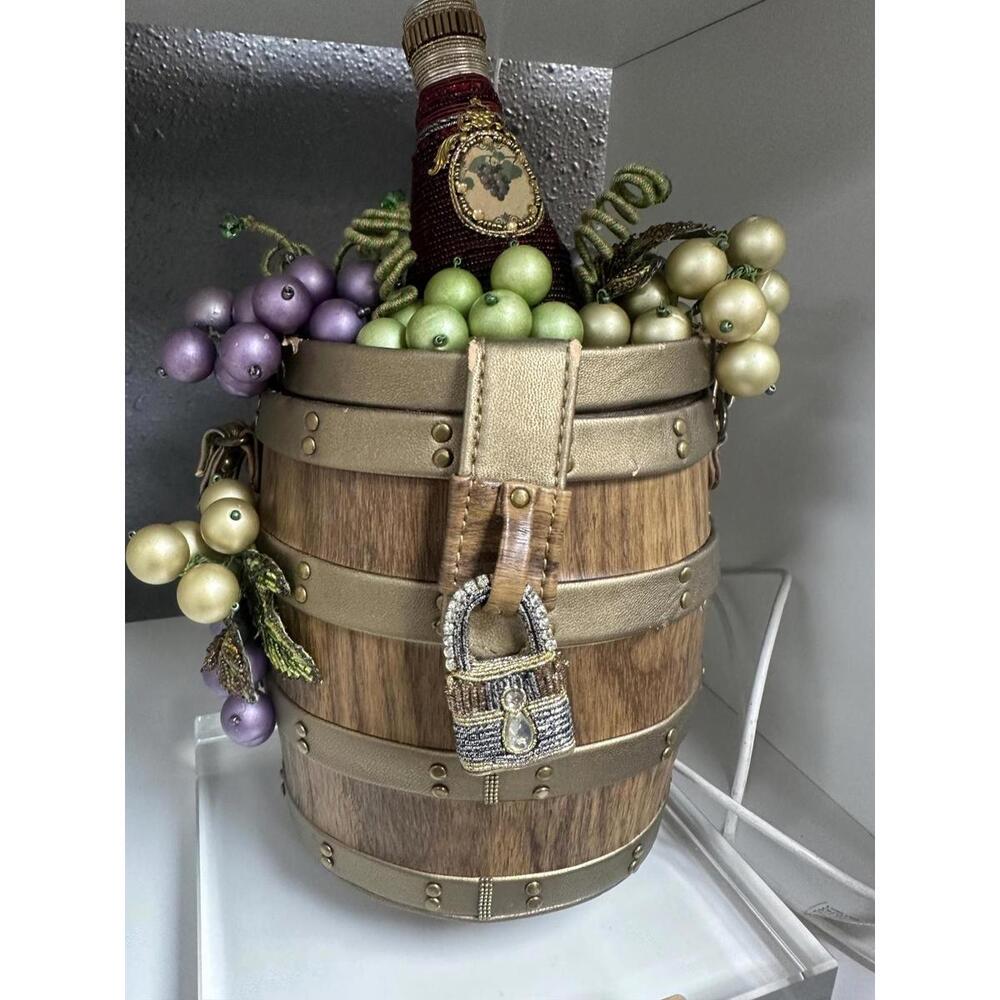 Wine Bucket and Grapes w beaded lock Mary Frances handbag